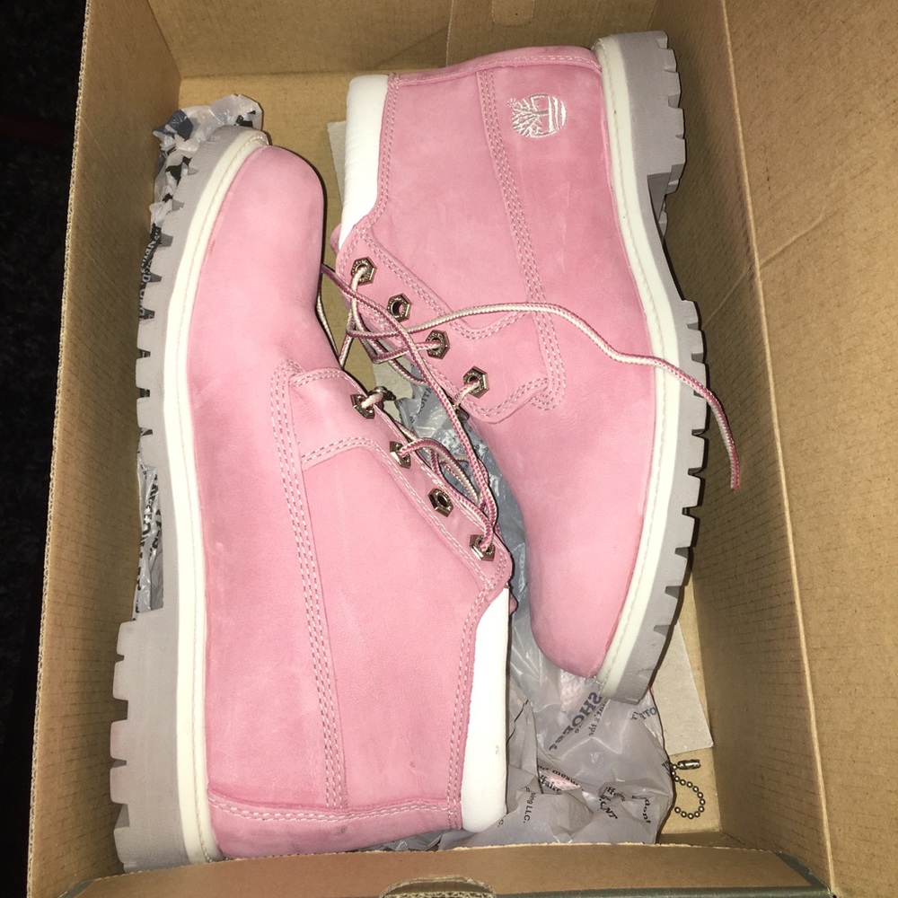 Pink timberland boots